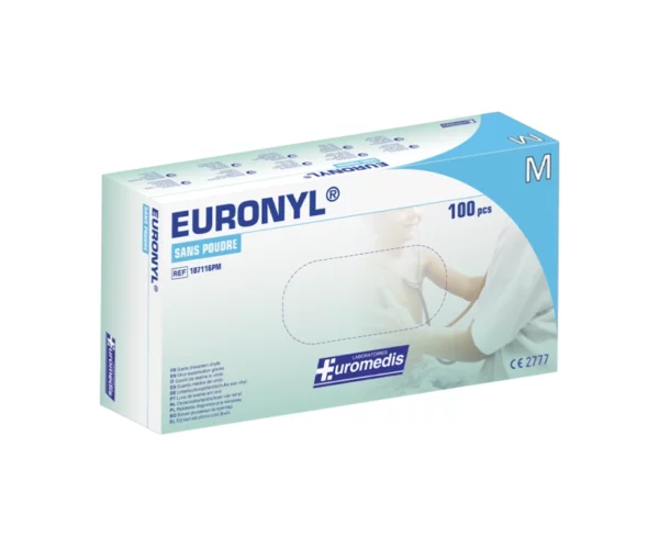 315. Gants en vinyle Euronyl sans poudre taille M