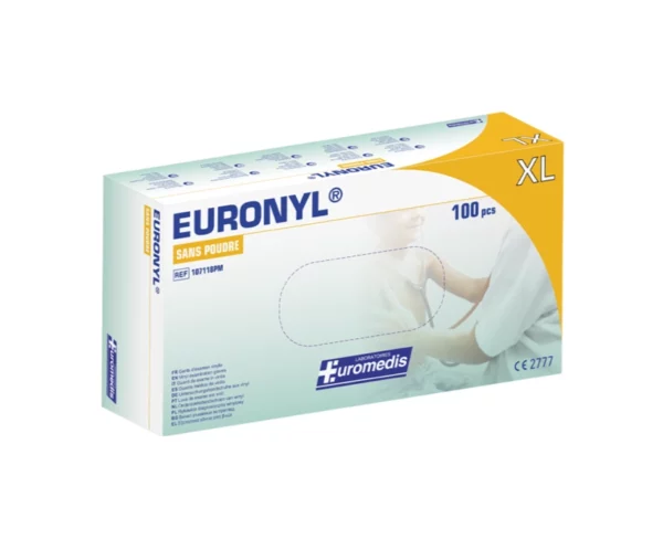 540. Gants en vinyle Euronyl sans poudre taille XL
