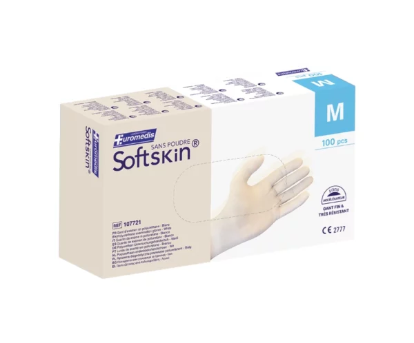680. Gants PU blancs Softskin sans poudre taille M
